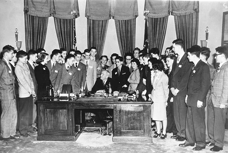 STS 1949 finalists with President Harry Truman in the Oval Office.