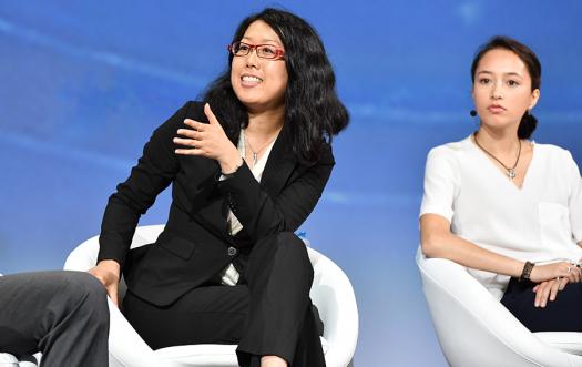 Meredith Lee (left) tries to build play into her downtime, such as attending maker-faires.