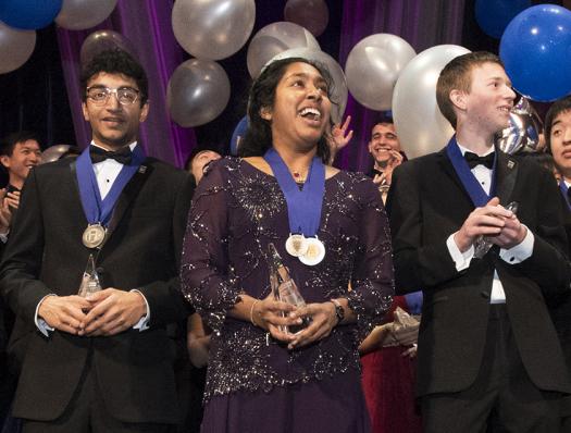 The top three winners of the 2017 Regeneron Science Talent Search at the Awards Gala on March 14.