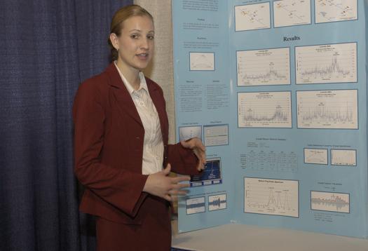 Maria explains her meteor detection project in the 2004 Science Talent Search.