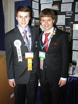 Alex and Cole presenting separate projects at Intel ISEF (2010).