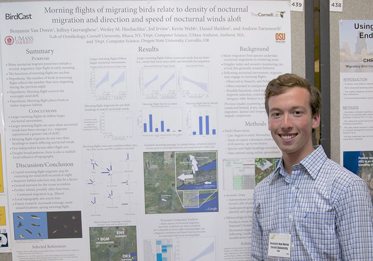 Benjamin presents his Intel STS project at the American Ornithologists' Union conference in 2013.
