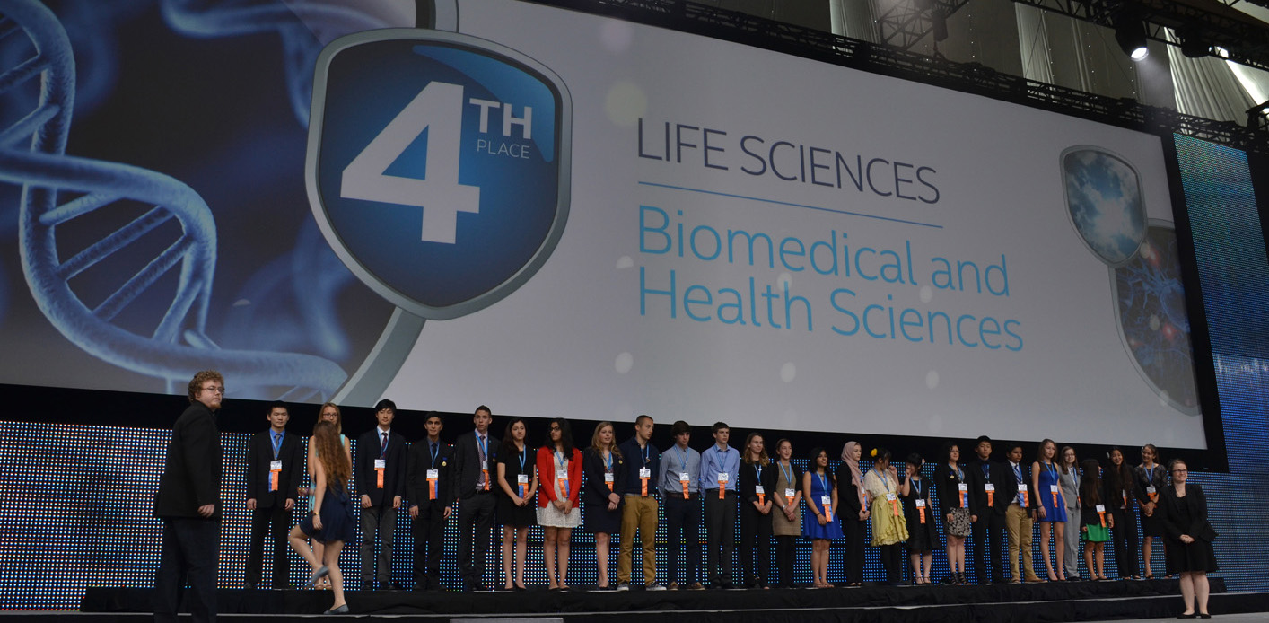 Aditya among his peers being awarded the Intel ISEF Fourth Place Award in Biomedical and Health Sciences.