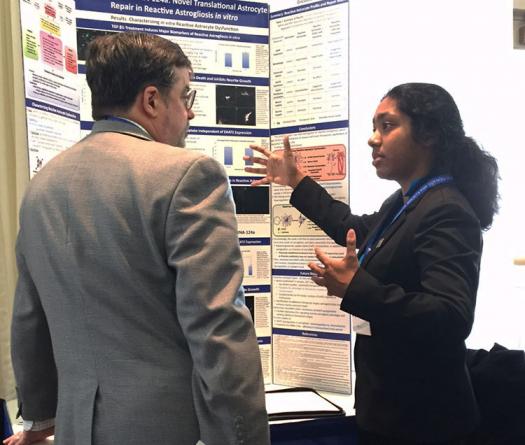 Indrani researched certain cells involved in brain injuries in her high school's lab.