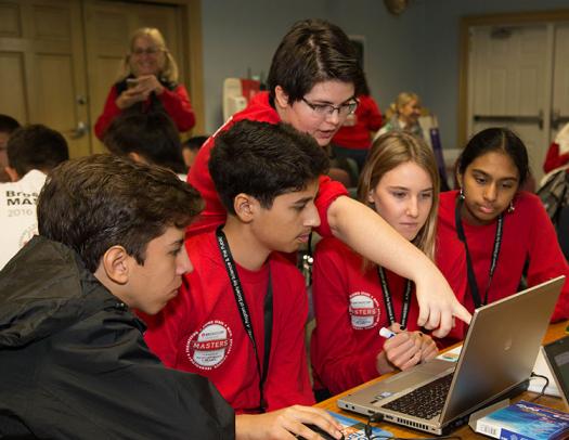 Members of the red team discuss their big dataset.