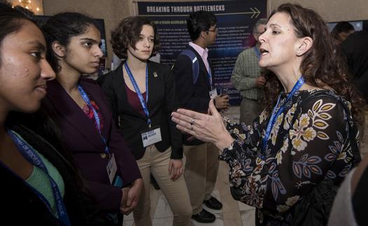 Bari Kowal, Regeneron's Vice President and Head of Global Clinical Project Management & Operations, speaks with the finalists at the reception.