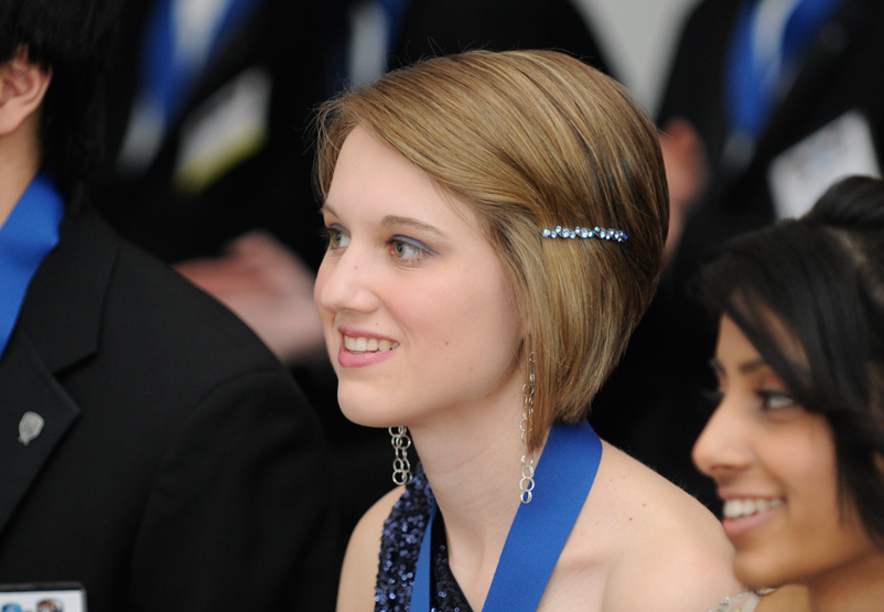 Meghan Shea at the medaling ceremony during Intel STS 2013