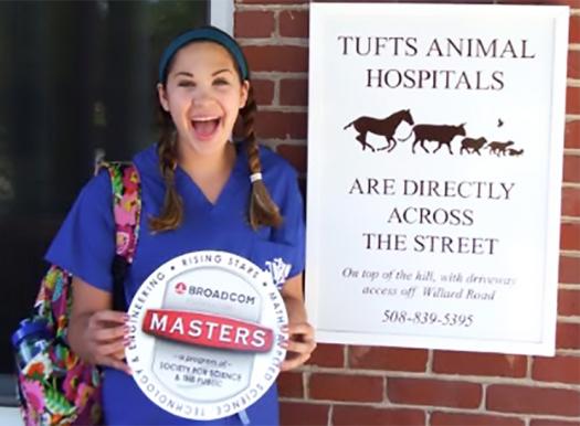 Madison on her first day at the veterinary summer program.