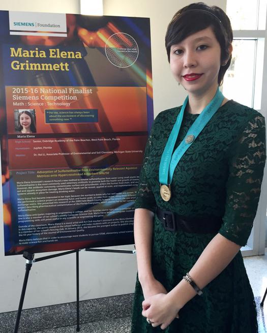 Maria won the Individual Prize at the 2015 Siemens Competition in December. Photo courtesy of Maria Grimmett.