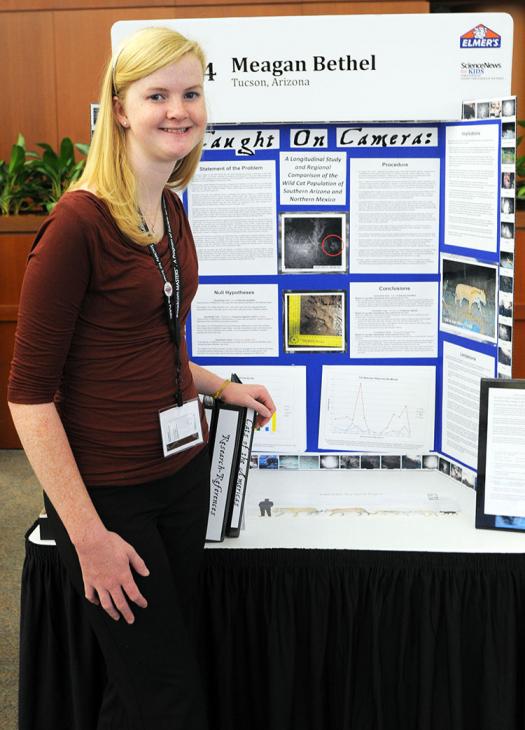 Meagan stands with her Broadcom MASTERS 2011 project.