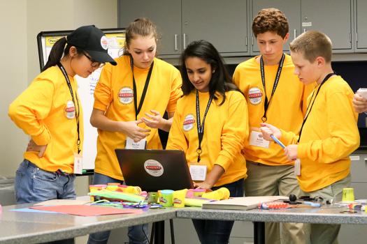 Meghna Behari, center, participated in a challenge during Broadcom MASTERS 2017.