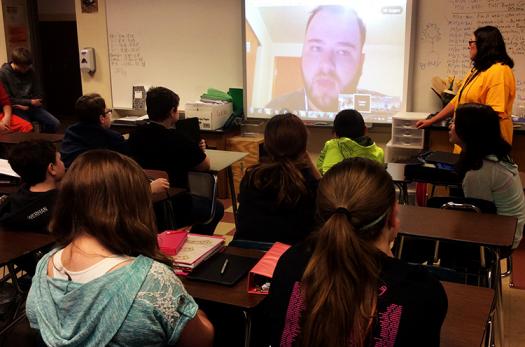 Logan often talks to classes on Google Hangout to explain his scientific research and expand their idea of scientists.