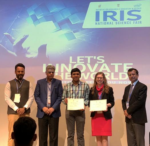 Rahul and Clara (center) attended the IRIS Fair, learning about cutting-edge research that Indian scientists are conducting.