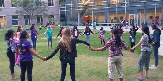 Finalists participate in teamwork activities at the 2017 ProjectCSGirls National Gala.