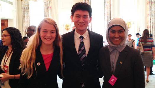 (From left) Brenna Wallin, Eric Chen, and Zarin Rahman at the 2014 White House Science Fair.