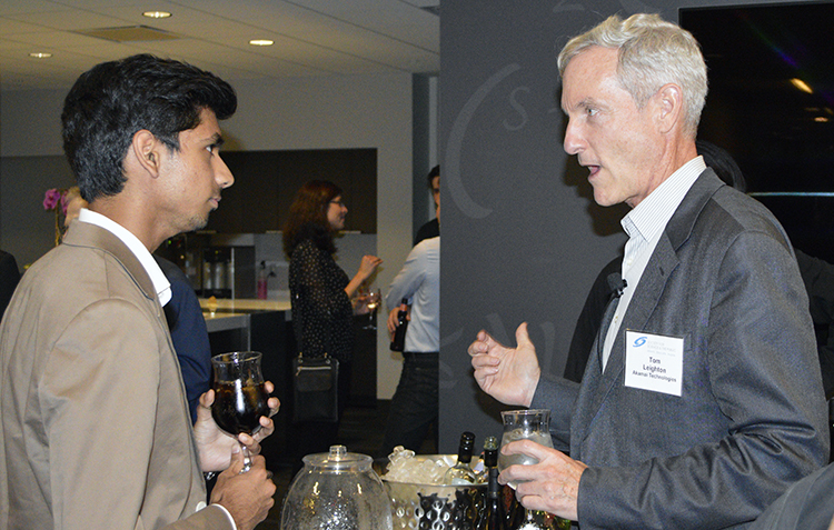 Akamai CEO and event host Tom Leighton (right) talks to STS 2015 alumnus Eswar Anandapadmanaban Akamai CEO and event host Tom Leighton (right) talks to STS 2015 alumnus Eswar Anandapadmanaban