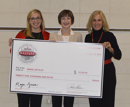 Annie Ostojic (center) was the top winner of the 2015 Broadcom MASTERS.