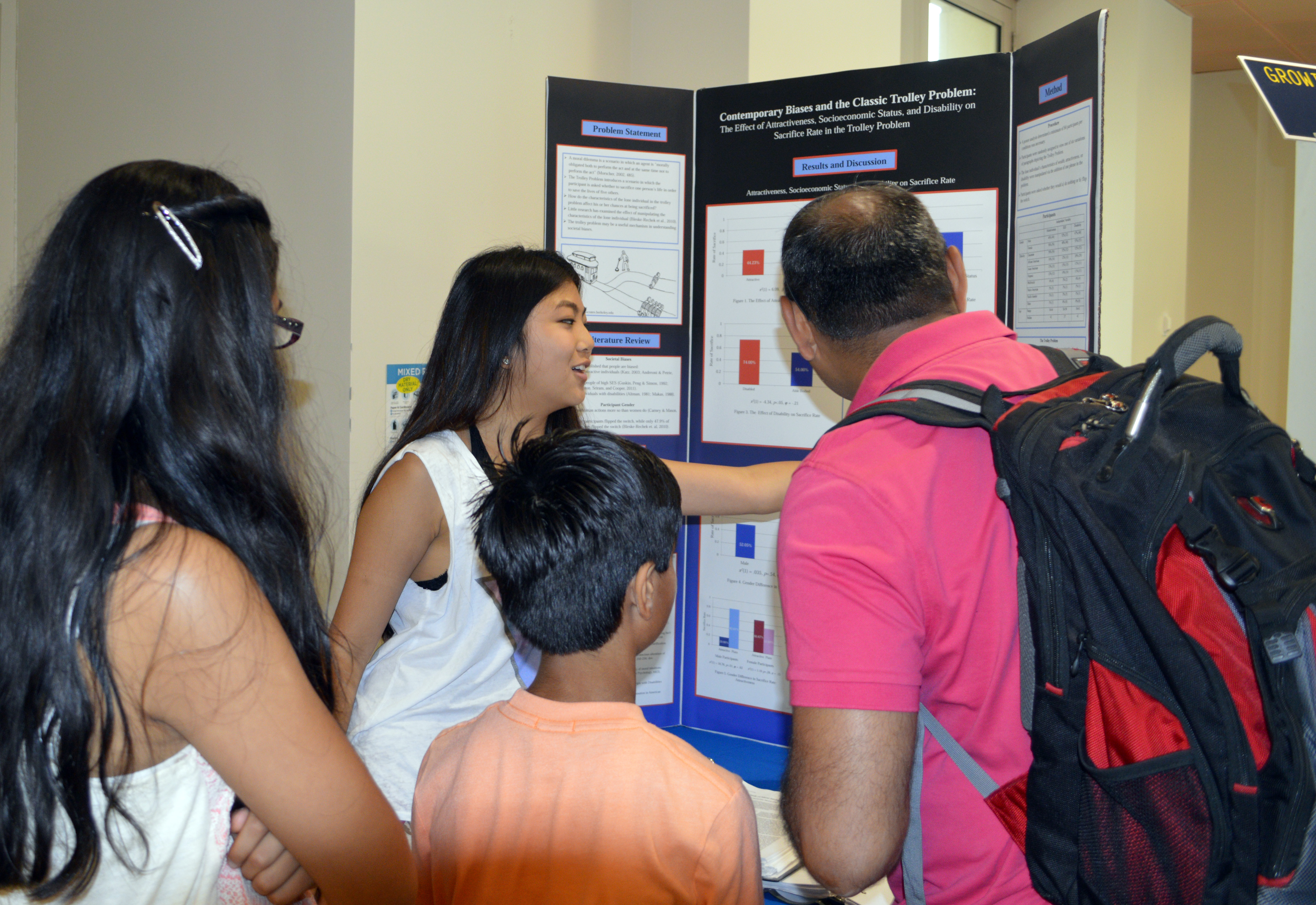 Tiffany Sun shares her behavioral science research with passersby.