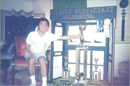 Gideon Yu with his science fair awards.