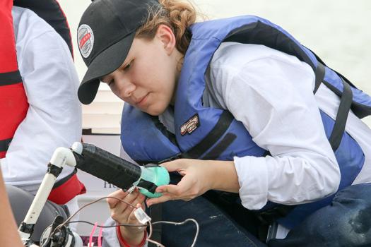 Helen Lyons worked on her team's ROV during a challenge in Broadcom MASTERS 2017.