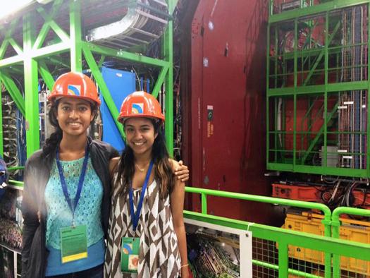 Nitya Mani and Krithika Iyer (right) at the CERN facility in Switzerland.