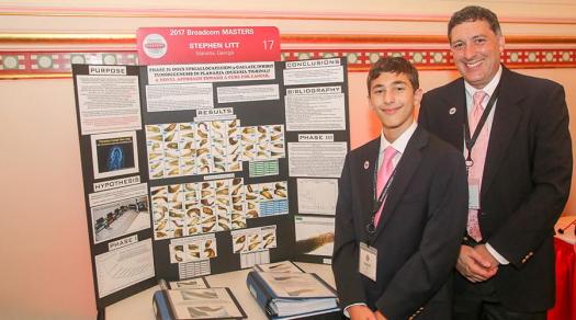 Stephen Litt and his dad at the Broadcom MASTERS 2017 project showcase at Union Station.