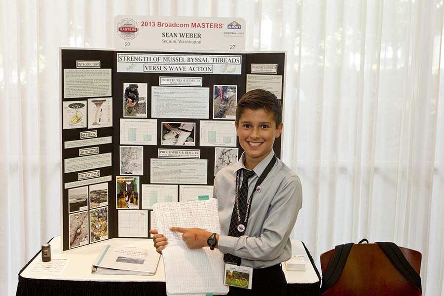 Sean Weber at his Broadcom Masters 2013 project board