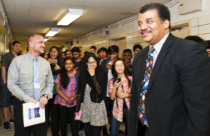 Neil deGrasse Tyson celebrates new sponsor of the Science Talent Search.