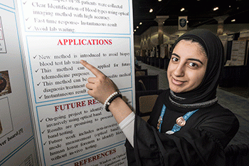Zainab Alnakkas, of Kuwait, developed a way to identify a person’s blood type using just light.