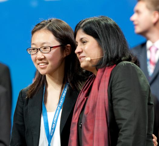 Jiwoo Lee on stage at the 2016 Intel ISEF.	