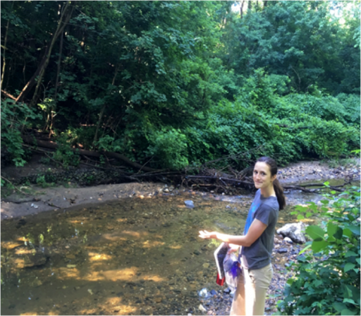 Claire studies ways to decrease bacteria in stormwater filtration systems.