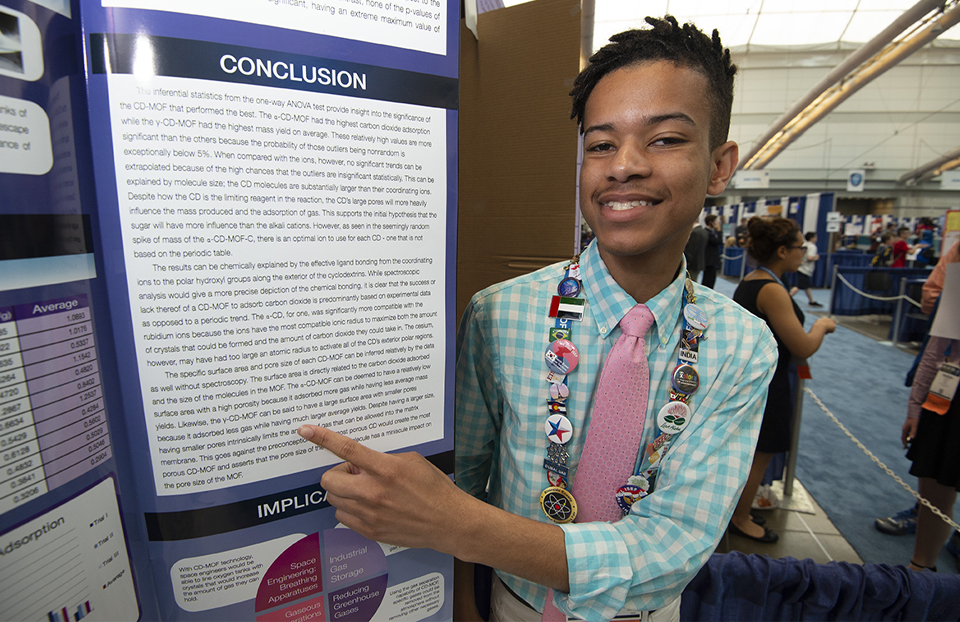 ISEF category Chemistry, 2018, David Toomer, USA