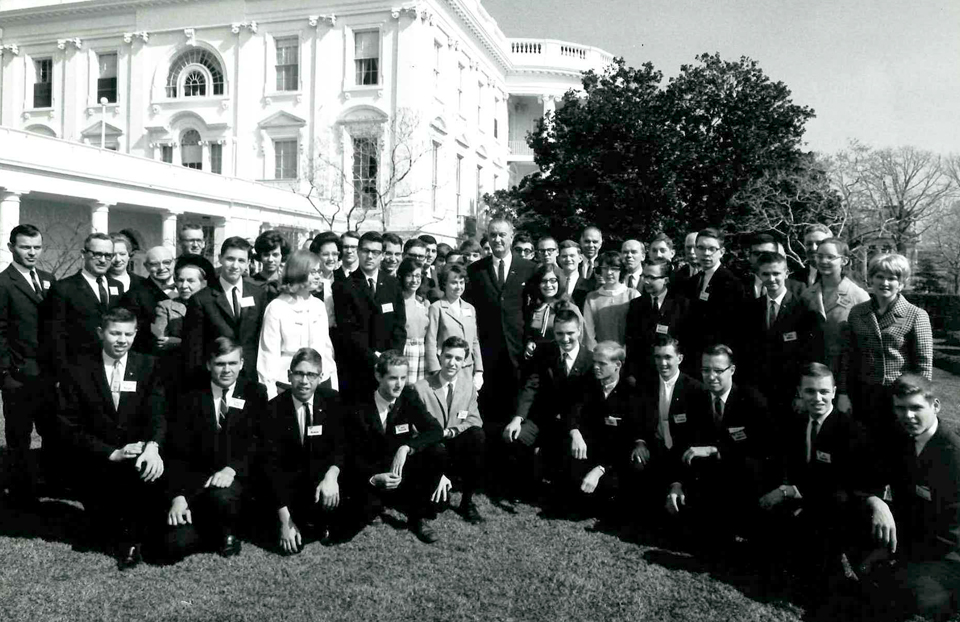 President Johnson with the 1965 Science Talent Search finalists at the White House.