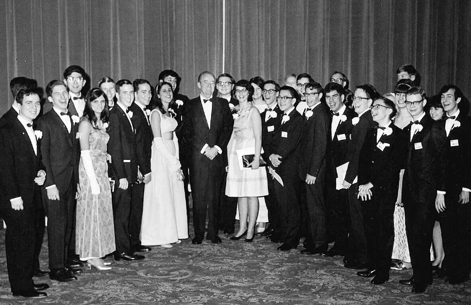 Vice President Humphrey with the 1967 Science Talent Search finalists at the awards gala.