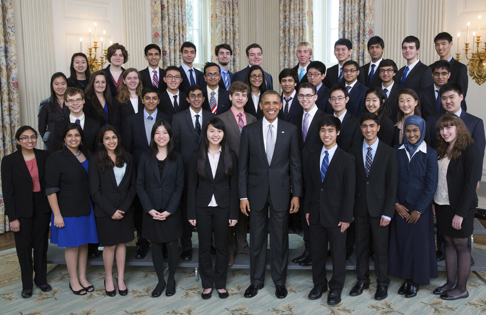 President Barack Obama with the 2014 Intel Science Talent Search finalists.