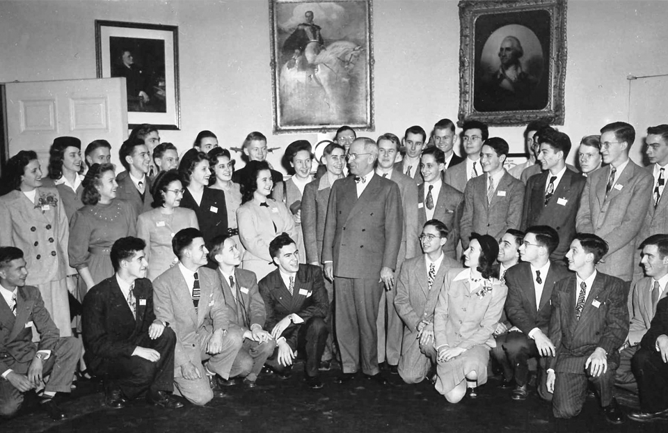 1947 Science Talent Search finalists with President Truman at the White House