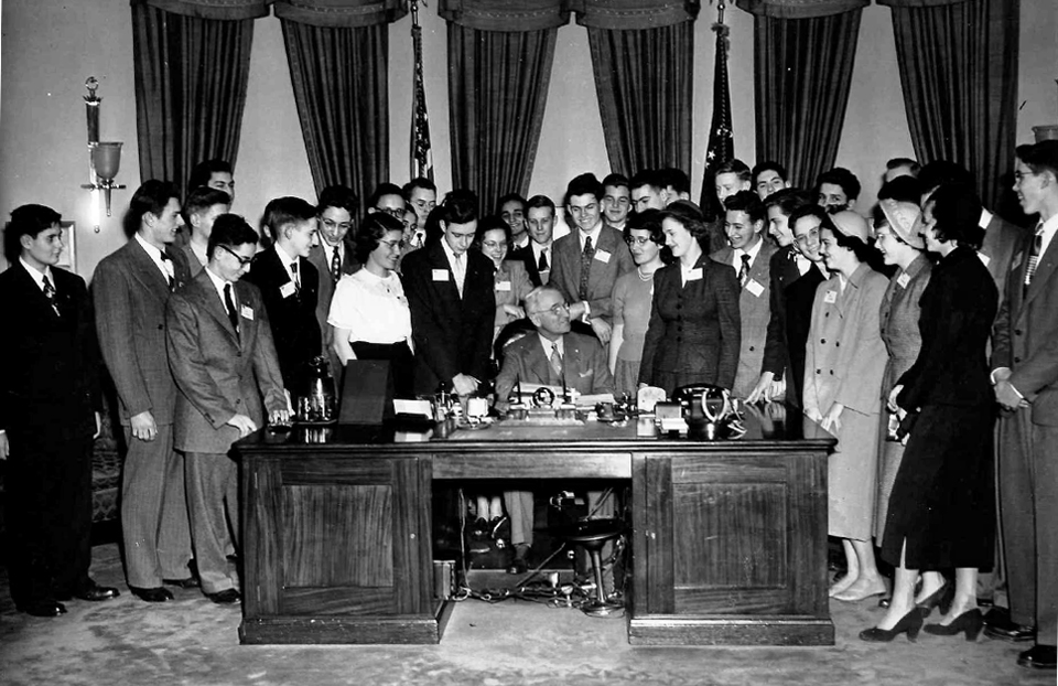 1950 Science Talent Search finalists at theWhite House with President Truman.