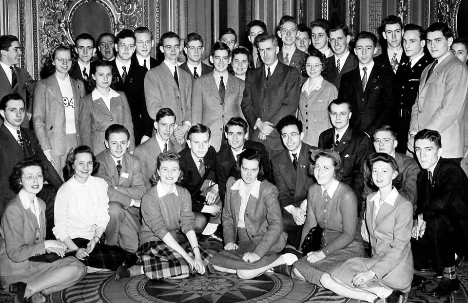 1943 Science Talent Search finalists at the White House with Vice President Wallace