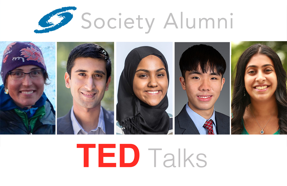 Society alumni from left to right: Twila Moon, Sheel Tyle, Kashfia Rahman, Brian Wu and Deepika Kurup.