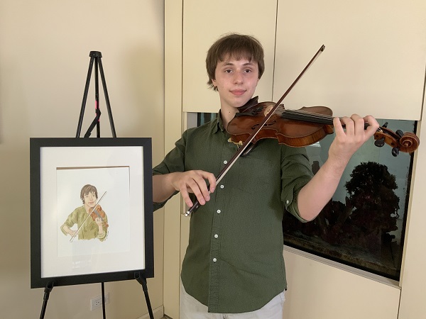 The Society commissioned portraits of the finalists from artist Amy Wike. Pictured: Ari Firester.