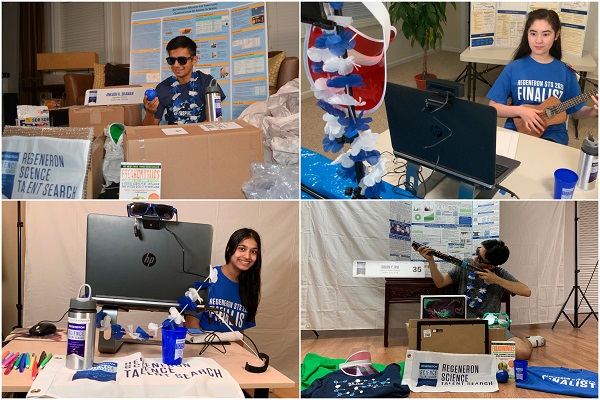 With tech and accessories in tow, here's how some STS finalist setups looked. Pictured: Ankush Dhawan, Victoria Graf, Caitlin Kunchar and Brian Wu.