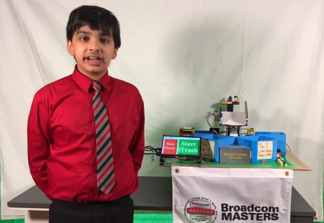 Broadcom MASTERS finalist Abhijeet Ghosh pictured with his project