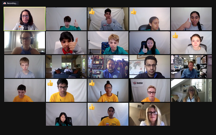 grid of BCM finalists during Jason Learning challenge- green, purple and gold teams