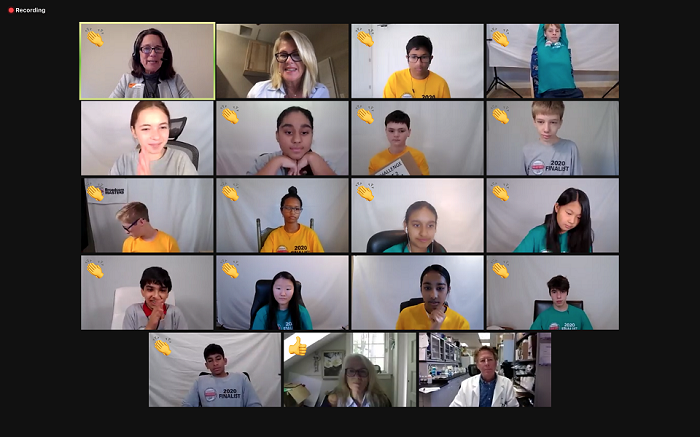 grid of BCM finalists at the end of Jason Learning challenge- gold, silver and green teams