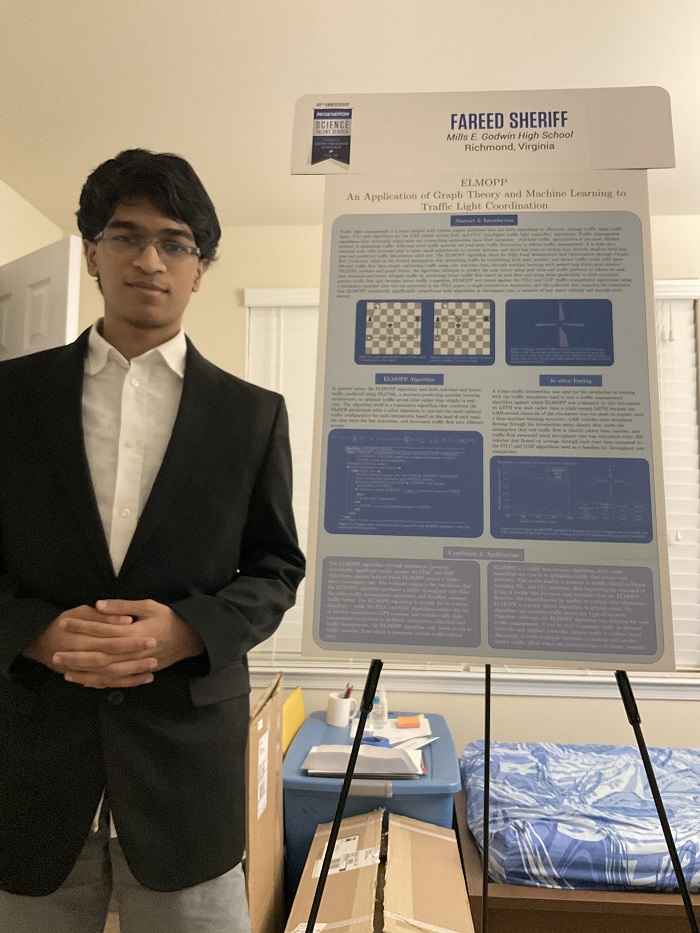 STS 2021 finalist Fareed Sheriff with project board