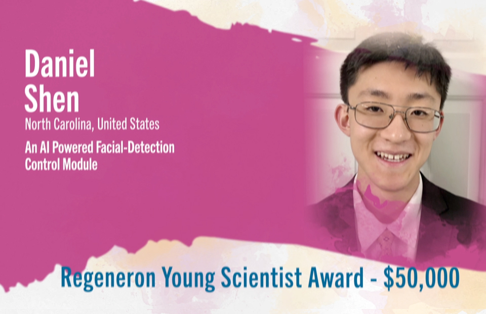 Daniel Shen, winner of the 2021 ISEF Regeneron Young Scientist Award