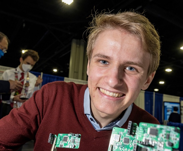 Amon Schumann, 17, of Berlin, Germany, received the Craig R. Barrett Award for Innovation of $10,000