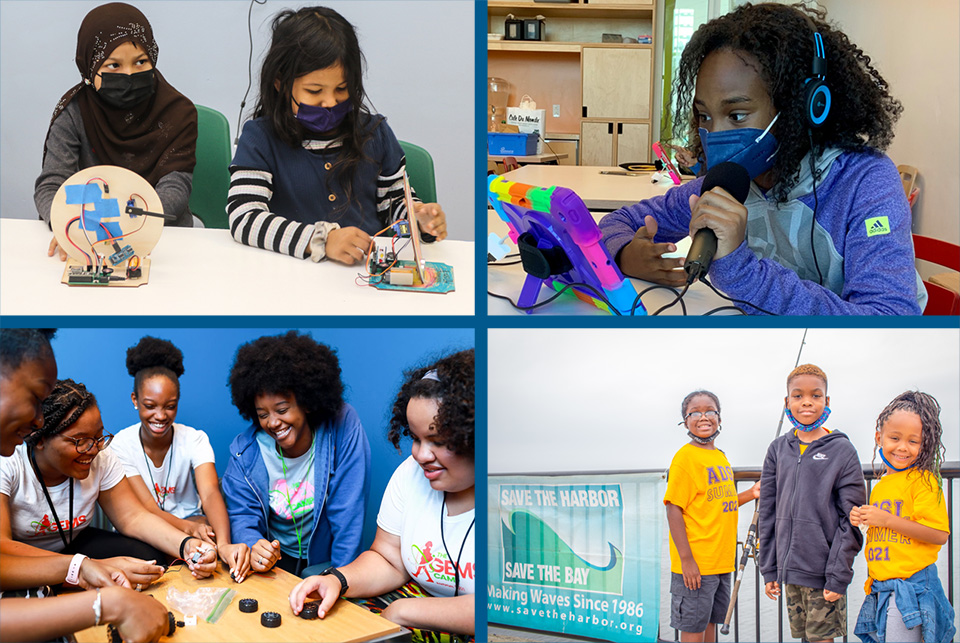 2022 STEM Action Grant recipients, Images courtesy of FORA, Be Loud Studios, The GEMS Camp and Save the Harbour