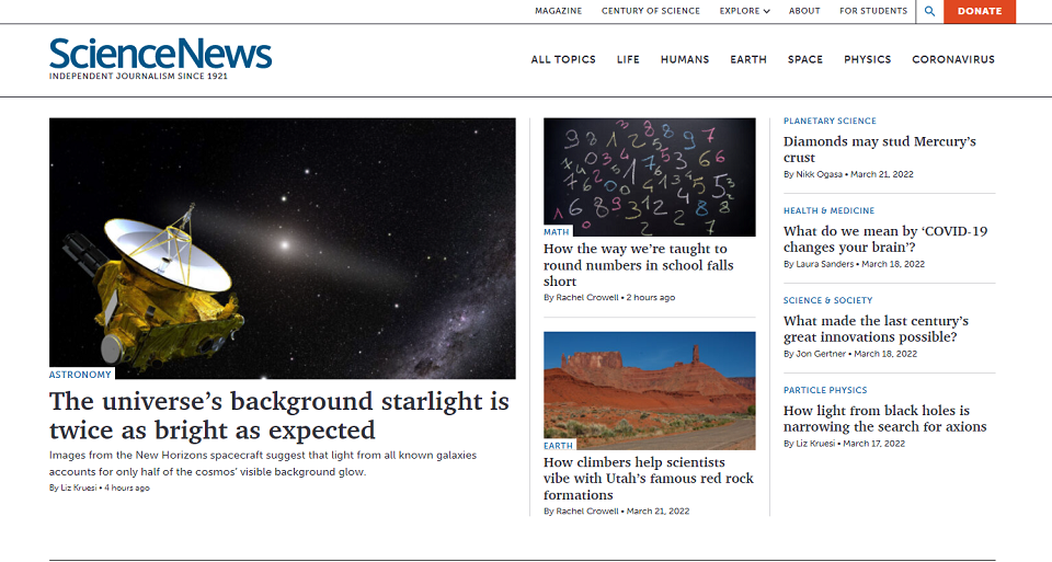 View the Science News Homepage