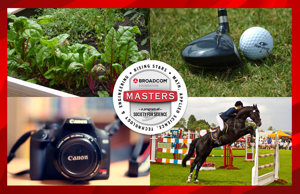The top 30 Broadcom MASTERS finalist are interested in a number of extracurricular activities including (clockwise) gardening, golfing, photography and equestrian.